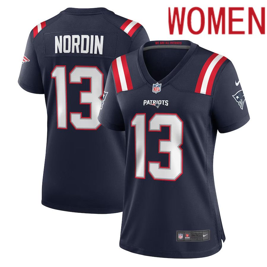 Women New England Patriots 13 Quinn Nordin Nike Navy Game Player NFL Jersey
